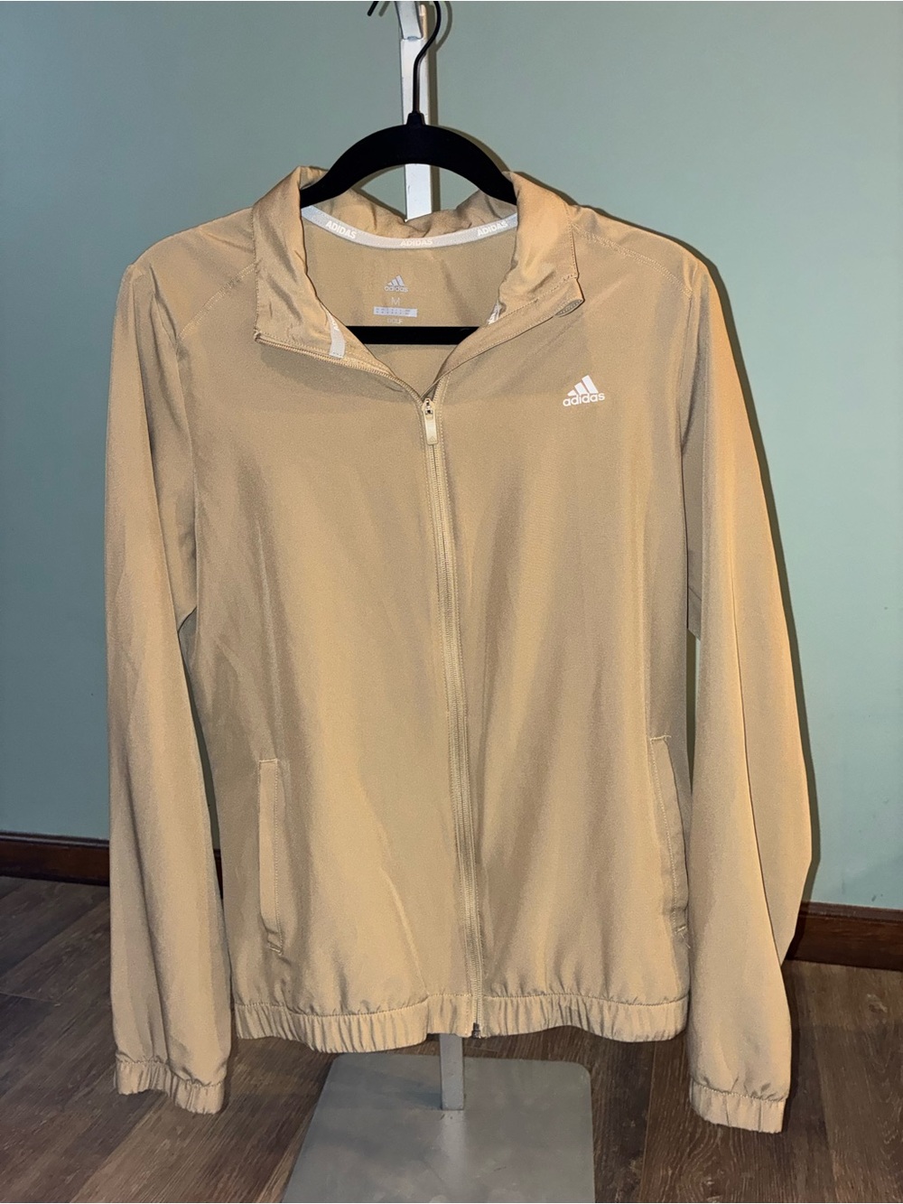 adidas Beige Full-Zip Lightweight Bomber Jacket